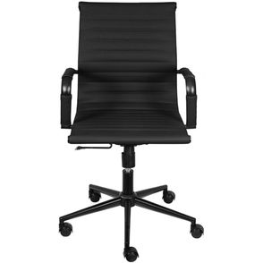 Cadeira Office Eames Baixa Dark Courino Preto com Base Rodizio Preta - 73217