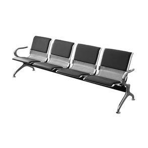 Longarina Montreal 4 Lugares Cinza com Almofada Estrutura Aço Cromado 215 cm - 74405
