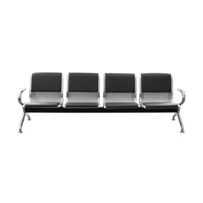 Longarina Montreal 4 Lugares Cinza com Almofada Estrutura Aço Cromado 215 cm - 74405
