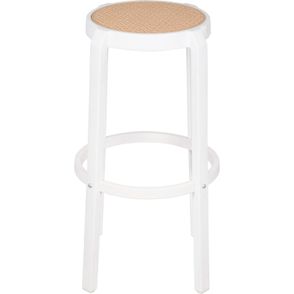 Banqueta Fitz Alta Palha Bege com Estrutura Polipropileno Branco 75 cm - 74412