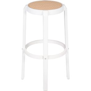 Banqueta Fitz Alta Palha Bege com Estrutura Polipropileno Branco 75 cm - 74412