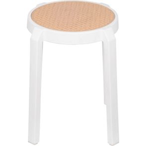 Banqueta Fitz Baixa Palha Bege com Estrutura Polipropileno Branco 44 cm - 74414