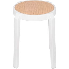 Banqueta Fitz Baixa Palha Bege com Estrutura Polipropileno Branco 44 cm - 74414