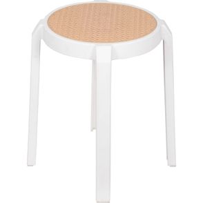 Banqueta Fitz Baixa Palha Bege com Estrutura Polipropileno Branco 44 cm - 74414