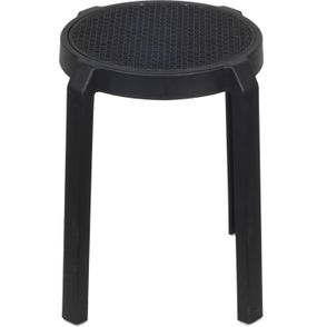 Banqueta Fitz Baixa Palha Preta com Estrutura Polipropileno Preto 44 cm - 74415