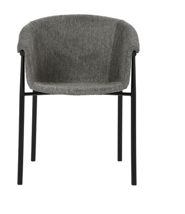 Cadeira Marina Tecido Cinza com Base em Metal Preta - 74423