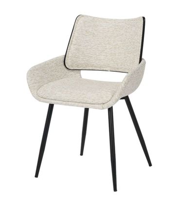 Cadeira Eva Estofada Tecido Off White com Base Aco Preto - 74440