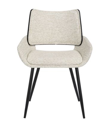 Cadeira Eva Estofada Tecido Off White com Base Aco Preto - 74440
