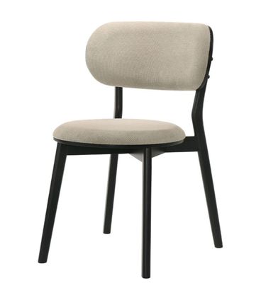 Cadeira Bella Estofada Tecido Off White com Base Madeira Preta - 74445