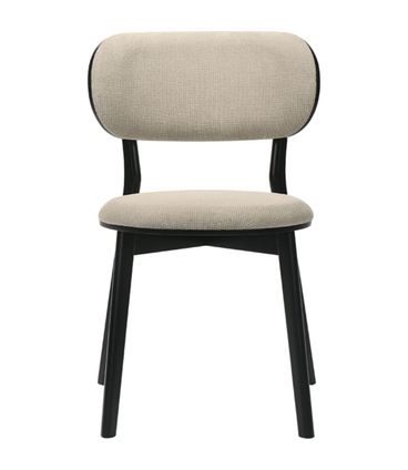 Cadeira Bella Estofada Tecido Off White com Base Madeira Preta - 74445