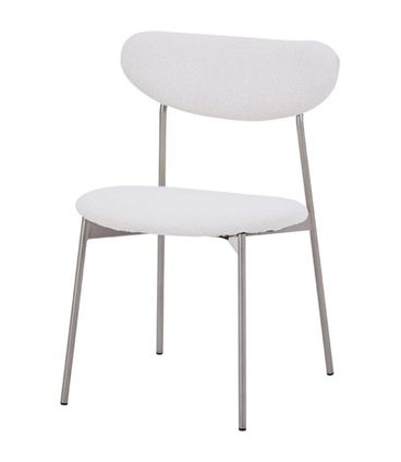 Cadeira Natalia Estofada Boucle Off White com Base Aco Champagne - 74454