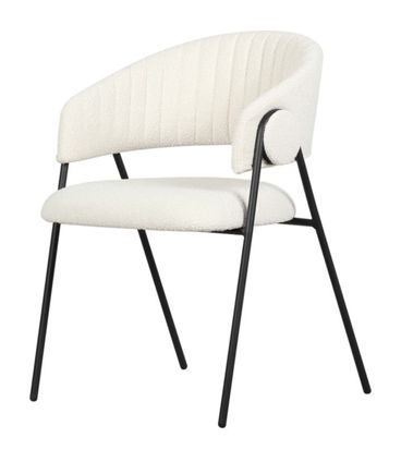 Cadeira Estela Estofada Boucle Off White com Base em Aco Preta - 74459