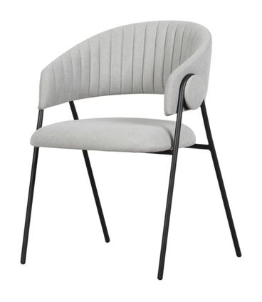 Cadeira Estela Estofada Tecido Cinza com Base em Aco Preta - 74463