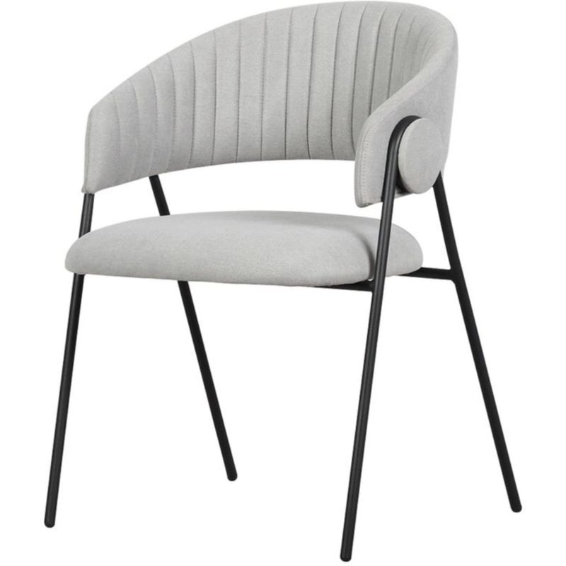 CadeiraEstelaEstofadaTecidoCinzacomBaseemAcoPreta74463