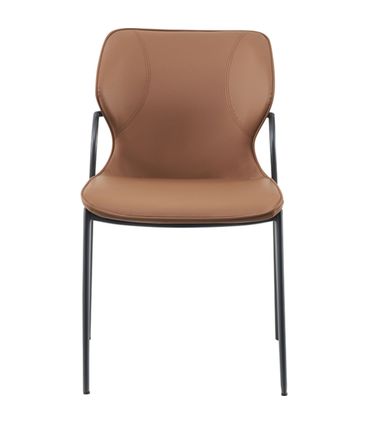 Cadeira Marcella em Courino Caramelo com Base Aco Preto - 74469