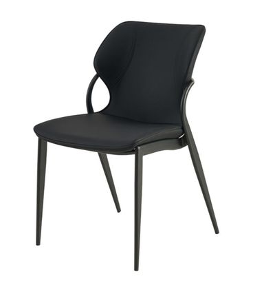Cadeira Marcella em Courino Preto com Base Aco Preto - 74471