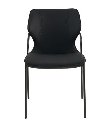 Cadeira Marcella em Courino Preto com Base Aco Preto - 74471