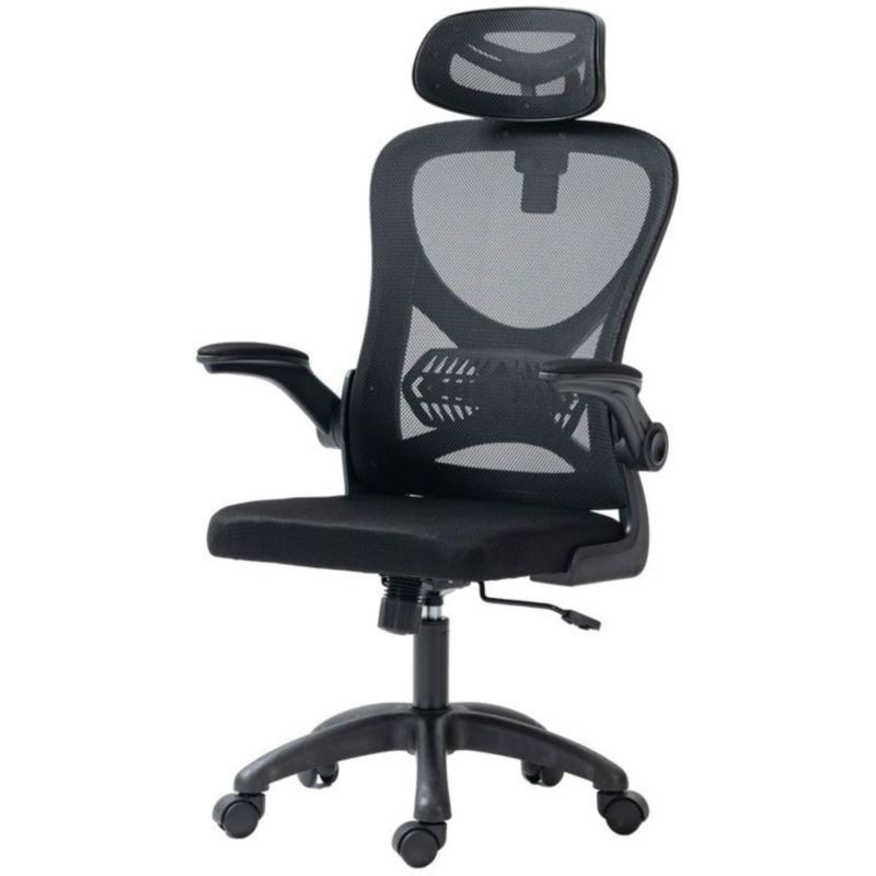 CadeiraOfficeColumbusTelaMeshPretacomApoiodeCabecaeBasePreta74521