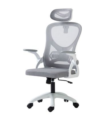 Cadeira Office Columbus Tela Mesh Cinza com Apoio de Cabeça e Base Cinza - 74522