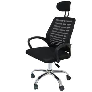 Cadeira Office Cadis Tela Mesh Preta com Apoio de Cabeça e Base Rodizio Cromada - 74526