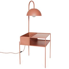 Mesa de Cabeceira Wire Com Luminária Aço Terracota - 74656