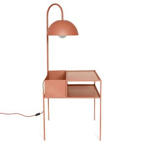 Mesa de Cabeceira Wire Com Luminária Aço Terracota - 74656