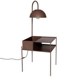 Mesa de Cabeceira Wire Com Luminária Aço Marrom - 74657