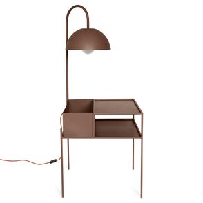 Mesa de Cabeceira Wire Com Luminária Aço Marrom - 74657