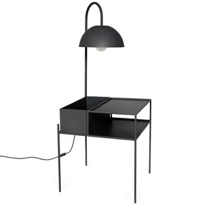 Mesa de Cabeceira Wire Com Luminária Aço Preto - 74658