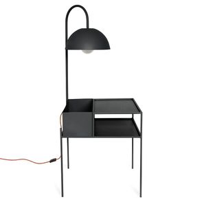 Mesa de Cabeceira Wire Com Luminária Aço Preto - 74658