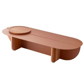 Mesa de Centro Grão Aço Carbono Terracota Cumaru Amarelo - 74667