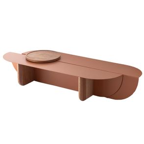 Mesa de Centro Grão Aço Carbono Terracota Cumaru Amarelo - 74667