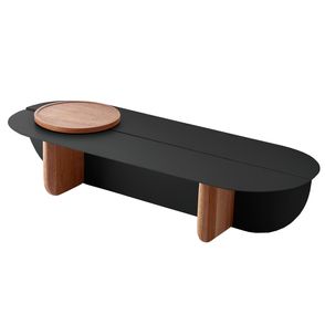 Mesa de Centro Grão Aço Carbono Preto Cumaru Amarelo - 74670