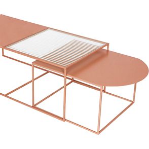 Mesa de Centro Oslo Aço Terracota com Vidro Canelado - 74731