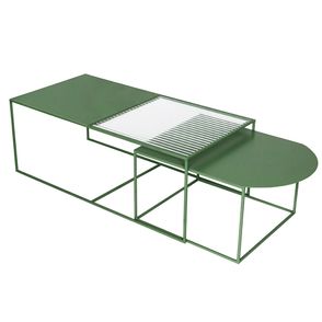 Mesa de Centro Oslo Aço Verde com Vidro Cancelado - 74732