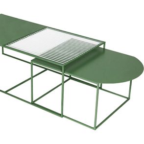 Mesa de Centro Oslo Aço Verde com Vidro Cancelado - 74732