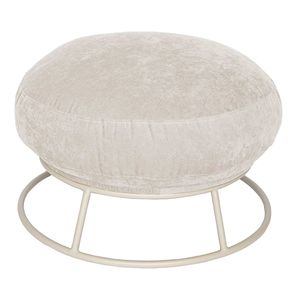 Puff Disk Sarja Linho Base Aço Taupe 60cm - 74741