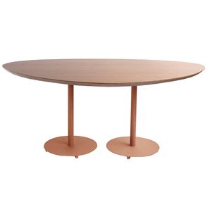 Mesa Jantar Orgânica Grande Aço Terracota Tampo Cumaru Amarelo 180cm - 74787
