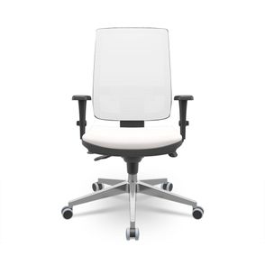 Cadeira Brizza Presidente Tela Assento Vinil Eco Branco Base Aluminio Regulagem Slider - 74827