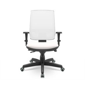 Cadeira Brizza Presidente Tela Assento Vinil Eco Branco Base Standard Regulagem Slider - 74829