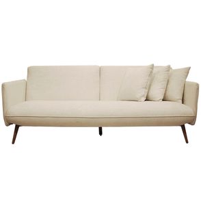 Sofá Gante 3 lugares Linho Cru Base Madeira Amêndoa 218cm - 74808