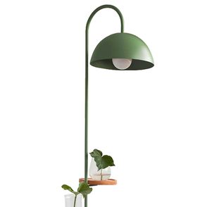 Luminária Eixo 03 Prateleiras em Madeira Base Aço Carbono Verde - 74854