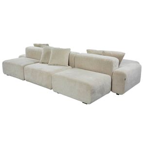 Sofá Ilha Inspira Com Chaise, Recamier e Puffs Linho Cru 440cm - 74881