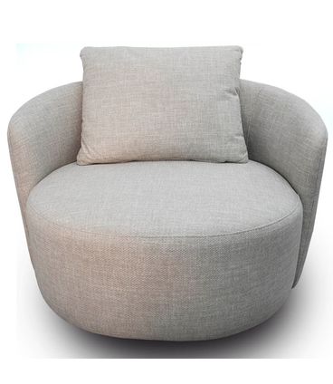 Poltrona Spin Giratória Linho Cinza com Almofada - 74813