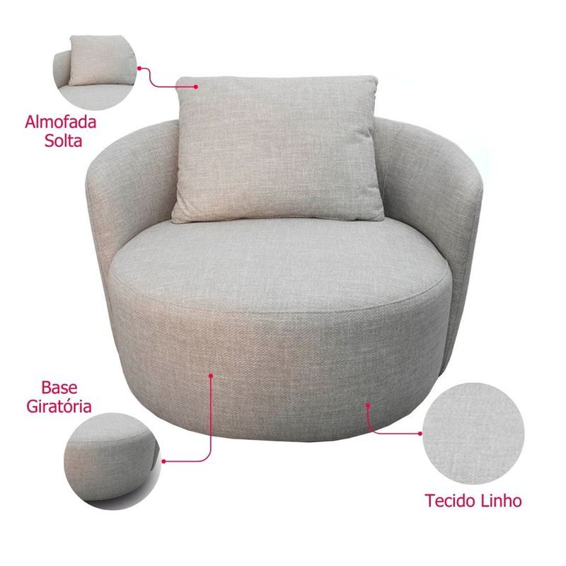 PoltronaSpinGiratoriaLinhoCinzacomAlmofada74813