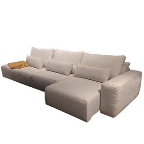 Sofá Tempo Retrátil Com Recamier Veludo Cru 412cm - 75044