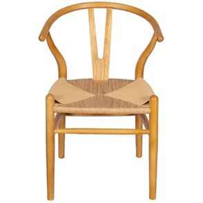 Cadeira Valentina Wishbone Palha Base Madeira Clara - 71486