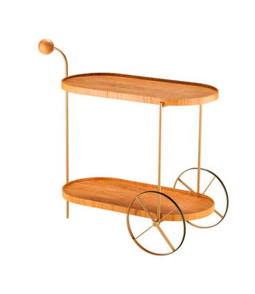 Carrinho Bar Ball Oblongo Amêndoa Suave Base Bronze Light - 74838