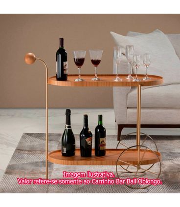 Carrinho Bar Ball Oblongo Amêndoa Suave Base Bronze Light - 74838