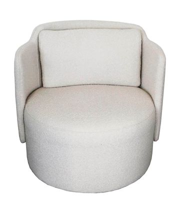Poltrona Florença Estofada Bouclé Off White Base Giratória - 74810